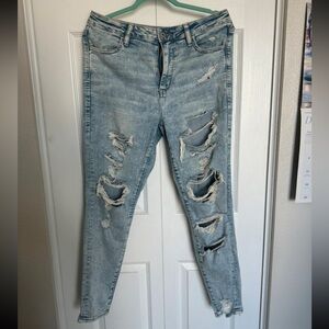 American Eagle Outfitters Ripped Light Blue Boyfriend Jeans